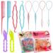 760Pcs Color Elastic Hair Ties  2Pcs Rubber Hair Band Remover Cutter  8pcs Topsy Hair Tail Tools Hair Loop Styling Tool for Toddlers Girls Women(Hair Rubber Bands Have 260 Large Loops and 500 Small Loops) 770 Piece Set