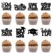 BZBAIS 32 Pieces Black Glittery 5th Grade Grad Cupcake Toppers Class of 2024 5th Grade Graduate Peace out Fifth Grade Cupcake Picks with Grad Cap Diploma 2024 Graduation Cupcake Party Decorations