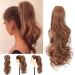 Long Short Claw Ponytail Hair Extension One Piece Cute Clip in on Ponytail Jaw/Claw Synthetic Straight Curly Hairpieces 18" Curly Light Auburn 18 Inch Light Auburn