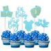 24 Pack Baby Boys Cupcake Toppers It's a Boy Cupcake Toppers Glitter Pacifier Onesie Jumpsuit Bow Gender Reveal Cupcake Picks Welcome Baby Shower Cake Decorations for Baby Boy Birthday Theme Party baby boy Blue 2