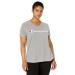 Champion Women's Plus Jersey V-Neck Tee, Script Logo 2X Oxford Gray-y07245