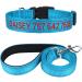 Tagme dog collar and leash personalized reflective dog collar with 1.5m double -sided reflective dog leash for large dogs sky blue l (1 -pack) sky blue set