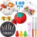 140 Pieces Sewing Tool Set Including Tomato Pin Cushion  Pumpkin Wrist Cushion  Glass Ball Head Pins  Self Threading Needle Gourd Shaped Needle Threaders  Seam Ripper  Thimble and Soft Tape Measure