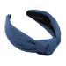YETASI Blue Denim Headbands for Women Long Lasting Blue Jean Knotted Headband for Women Made of Non Slip Material for Your Comfort. Blue Headband is Trendy Dark Blue