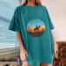 Miluxas Women's Blue Casual Summer T-Shirt - Short Sleeve Round Neck Slim Fit Blouse | Large Size - Buy Online on GoSupps.com