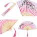 2 Pieces Folding Fans Handheld Fans Bamboo Fans with Tassel Women's Hollowed Bamboo Hand Holding Fans for Wall Decoration Gifts (Pink Peach Blossom and Blue Cherry Pattern) Blue Pink - Buy Online on GoSupps.com