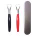 Stainless Steel Tongue Scraper Cleaner Fresh Breath Tongue Scrapers Medical Grade Metal Tongue Scraping Cleaner with Carrying Case for Oral Care Better Dental Hygiene (Pack of 2)