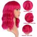 Queberty Pink Wig - Short Wavy Hot Pink Synthetic Wig for Women with Air Bangs | Natural Hair Cosplay Daily Party Use - Buy Online on GoSupps.com