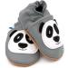 Dotty Fish Soft Leather Baby Shoes for Boys | Non Slip Toddler Shoes with Animal Designs | Sizes 0-6 Months to 4-5 Years | Grey & White Panda Design - Buy Online on GoSupps.com