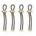 Pulleez Pony Party Sliding Ponytail Holder  Set of 4 - Gold Metalized Charms - Chocolate Elastic Hair Tie Bracelet