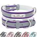 Senristar personalized reflective leather dog collar with warm food individual dog collar with name tape engraved for small medium and large dogs and cats XS (width 1.5 cm neck circumference 19-25 cm) violet