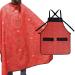 King Midas Empire Bandana Barber Cape And Apron Set Professional Hair Cutting Apron And Barber Cape For Men Snap Closure Hair Proof (Red Apron & Cape Combo)