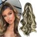 Dcbaboo 18inch Claw Clip in Ponytail Hair Extensions Long Wavy Ponytail Extension Curly Synthetic Pony tails Natural Wave One Piece Hairpiece Fake Ponytail for Women Ash Blonde/Bleach Blonde 18 inch 150g Ash Blonde/Bleach Blonde