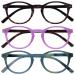Opulize zen reading glasses 3 Pack Small round frame spring hinges scratch-resistant dark brown pink turquoise men women rrr24-24q +3.50 dark brown / pink / turquoise blue +3.50 diopters