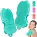 Body Scrubber Back Shower Brush: Silicone Soft Bristle Exfoliating Bath Golve Silicon Scrub Exfoliator for Showering Scrubbing Body Dead Skin Leg Arm Foot Exfoliation Scratcher 1-green