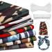 JOYXEON Camouflage Cotton Fabric 7 PCS 18.8x18.8 Fat Quarter Army Camouflage Fabric 100% Cotton Camo Fabric with 50 PCS Nose Bridges Strip  10m Elastic Band for Dressmaking Quilting Sewing Patchwork