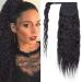 14 inches SEGO Curly Ponytail Hair Extensions Real Remy Human Hair #1 Jet Black Wrap Around One Piece Clip in Hairpieces Corn Wave Wavy (80g) 14 Inch #1 Jet Black