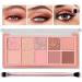 10 Colors Matte Nude Shimmer Eye Makeup Palette with Professional Double Head Eyeshadow Brush  High Pigmented  Naturing-Looking  Ultra-Blendable  Blendable Long Lasting Neutral Eye Palette - 03 03 ROSEBUD GARDEN