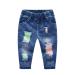 KIDSCOOL SPACE Baby Ripped Jean Toddler Elastic Waist Distressed Denim Pants 9-12 Months Blue-2001