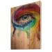 DesignQ Close Up Eye With Cry Colors In A Wheel Arround Modern & Contemporary Wood Wall Decor Multi-Color Wood Wall Art Large People Wood Wall Panels Printed On Natural Pine Wood Art