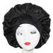 Bonnet Queen Black Silk Bonnet Satin Hair Bonnet For Sleeping Night cap with stretchy tie band edge scarf wrap Medium Black