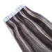 Tape In Hair Extensions - #1B/Gray - 40cm 30 Bricks 100% Remy Real Hair - Adhesive Tressen by Novon Hair Extensions - International Shipping Available - Buy Online on GoSupps.com