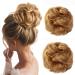 JJstar 2PCS Messy Bun Hair Piece Curly Fake Hair Buns Donut Tousled Updo High Heat Resistant Synthetic Fiber Hair Scrunchies Pieces for Women Girls Ponytail Extension Golden Auburn