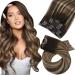 Moresoo Remy Clip in Hair Extensions Human Hair Dark Brown with Caramel Blonde Balayage Hair Extensions Clip in Double Weft 18 Inch Clip in Human Hair Extensions 7PCS 120G 45 cm #4/27/4