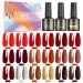 SHOWNAIL Gel Nail Polish 21Pcs Sparkle Red Gel Polish Soak Off Gel Nail Polish Set with Base Glossy Matte Top Coat Classic Red Gel Nail Polish Colour Nail Art Starter Manicure Salon DIY 8ml 18C