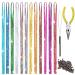 Hair Tinsel Kit Hair Extensions 47 Inches 12 Colors 2400 Strands Sparkling Tinsel Christmas New Year Halloween Cosplay Party Tinsel With tool Kit 12 colors 3 tools