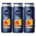 NIVEA MEN Boost 3-in-1 Body Wash Citrus Scent and Caffeine Enriched Men's Body Wash Cleanses Face Body and Hair 16.9 Fl Oz Bottle