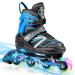 Inline Skates for Kids and Adults, Adjustable Roller Skates Blades for Adult Women Men Girls Boys with Light Up Wheels, Perfect for Indoor Outdoor Backyard Skating B-Blue M-Big Kids/Youth/Adults