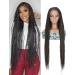 AMEILY 36 Kontless Box Braided Wigs for Black Women Clearance-Heat Resistant Black Synthetic Braided Lace Front Wig with Baby Hair  13x6' Lace Front Cornrow Braids Wig-Lightweight & Natural Look 1B