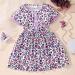 Girls Summer Dresses - Short Sleeve Dinosaur Leopard Print A-Line Toddler Outfit | A-purple 3-4T - Buy Online on GoSupps.com