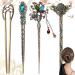 Benaton 4 pieces Chinese vintage hair needle elegant hair rod for decorative women bronze hairstyle antique retro vintage hairpin for daily hair decoration show celebration
