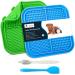 PET Seeker Licky Mats for Dogs with Strong Suction Cups Lick mat for dogs includes Spatula & Brush Specially Designed for Easy Cleaning Premium Dog Food Mat Pack of 2 (Green Blue)