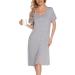 Lovasy Women's Nightdresses & Nightshirts - Soft Maternity Nightwear with Button Down Front, Pockets - Light Grey S - Buy Online on GoSupps.com