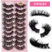 7D Faux Mink Russian Strip Lashes - 10 Pairs Reusable Natural Look | Wispy Fake Eyelashes for Makeup - Handmade Thick Soft Long Dramatic Volume - Buy Online on GoSupps.com