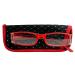 Designer reading glasses for women red glossy with rhinestones spring hinge bracket etui also with rhinestones 1.0 1.5 2.0 2.5 3.0 diopters: diopttria 1.0