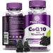 2 in 1 CoQ10 200mg & Vitamin C 250mg Gummies Supports Heart Health Immune System & Cellular Energy Vegan Non-GMO Gluten-Free Elderberry CoQ10 Supplement for Energy & Antioxidant Support