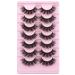 Fluffy Wispy Mink False Eyelashes - 20MM Long - Natural Dramatic Look - 7 Pairs Pack - Buy Online on GoSupps.com