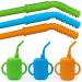 LITTLE SKIPPER Transition Sippy Cups for Baby 6+ Months with Teething Straw (Dual Teething Tube with Stopper)  Silicone Toddler Cups with Straw. Babies Hollow Teething Stick  Toddler Training Cup  3pk