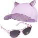 CityComfort Children's Baseball Cap Set - 2 Snapback Caps with Ears & Sunglasses | Sun Protection Gifts for Girls - Purple - Buy Online on GoSupps.com