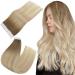Easyouth Tape in Hair Extensions Human Hair Balayage Glue in Hair Extensions Brown to Platinum Blonde Balayage Tape in Extensions Real Hair 16 Inch 40g 20Pcs 16 Inch #6/27/60