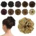 BARSDAR Hair Bun Extensions Hairpiece Hair Rubber Scrunchies for Women Ponytail Extensions Updo Curly Messy Bun -Lightest Ash Brown & Bleach Blonde 40g 22H613-Lightest Ash Brown & Bleach Blonde