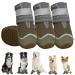Eyin dog shoes Paw protection 4 pieces breathable dog shoes with a non-slip sole and reflective Velcro fastener for small medium and large dogs outdoor sports brown size 4 size 4: width 5.2 cm i-brown breathing active (4 pieces)