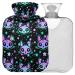 Naanle Halloween Black Cats Heat bottle MITVATED Transparent hot water bottle Handle Harmer Heading bags For pain relief heat and cold therapy 1L