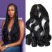 Bouncy Braiding Hair 9 Pack French Curles Synthetic Hair Extensions 22 inch Pre Streched Premium Wavy Braiding Hair (22Inch (Pack of 9), 1b) 22 Inch ( Pack of 9 ) 1b