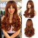 Faelbaty wig with long curls orange pony wig ombre brown to orange wig for women wig with long curls for girls natural curly wig party cosplay wig (24 "r6/30c#)