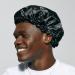 KISS COLORS & CARE Silky Satin XL Bonnet Cap - Protective & Gentle Fabric - Slip-Free Elastic Band - Breathable & Stylish Sleep Cap - Black - Buy Online on GoSupps.com
